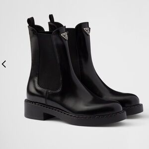 Prada Brushed Leather Chelsea Boot Size 40